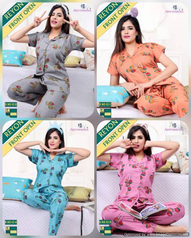 Kavyansika Rayon Rayon Night Wear Fully Readymade With Half Sleeves n Buttons Collar Style Comfortable Premium Western Collection

